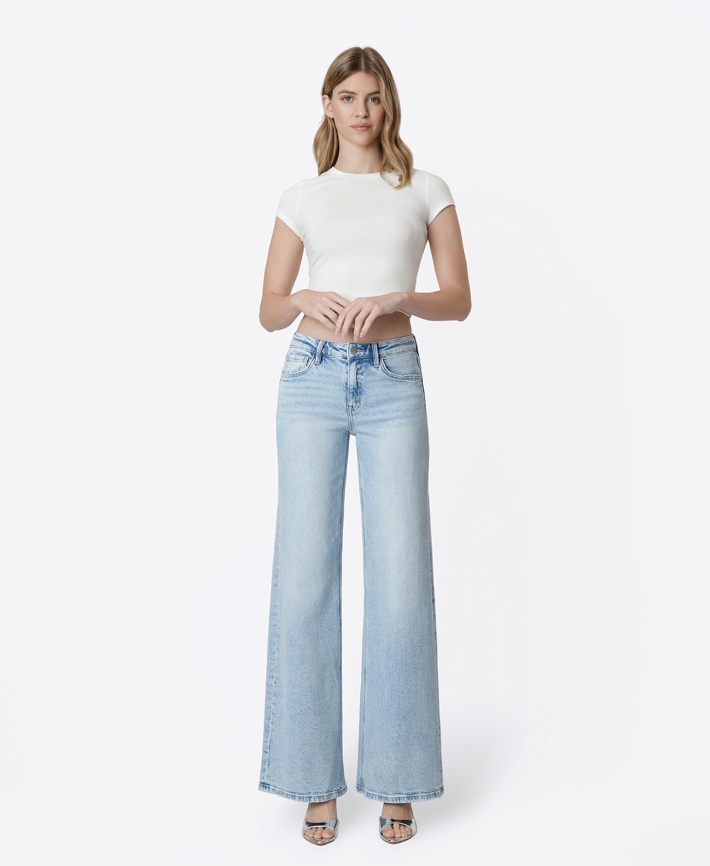 Front product images of Psychedelic - Mid Rise Full Length Wide Leg Jeans