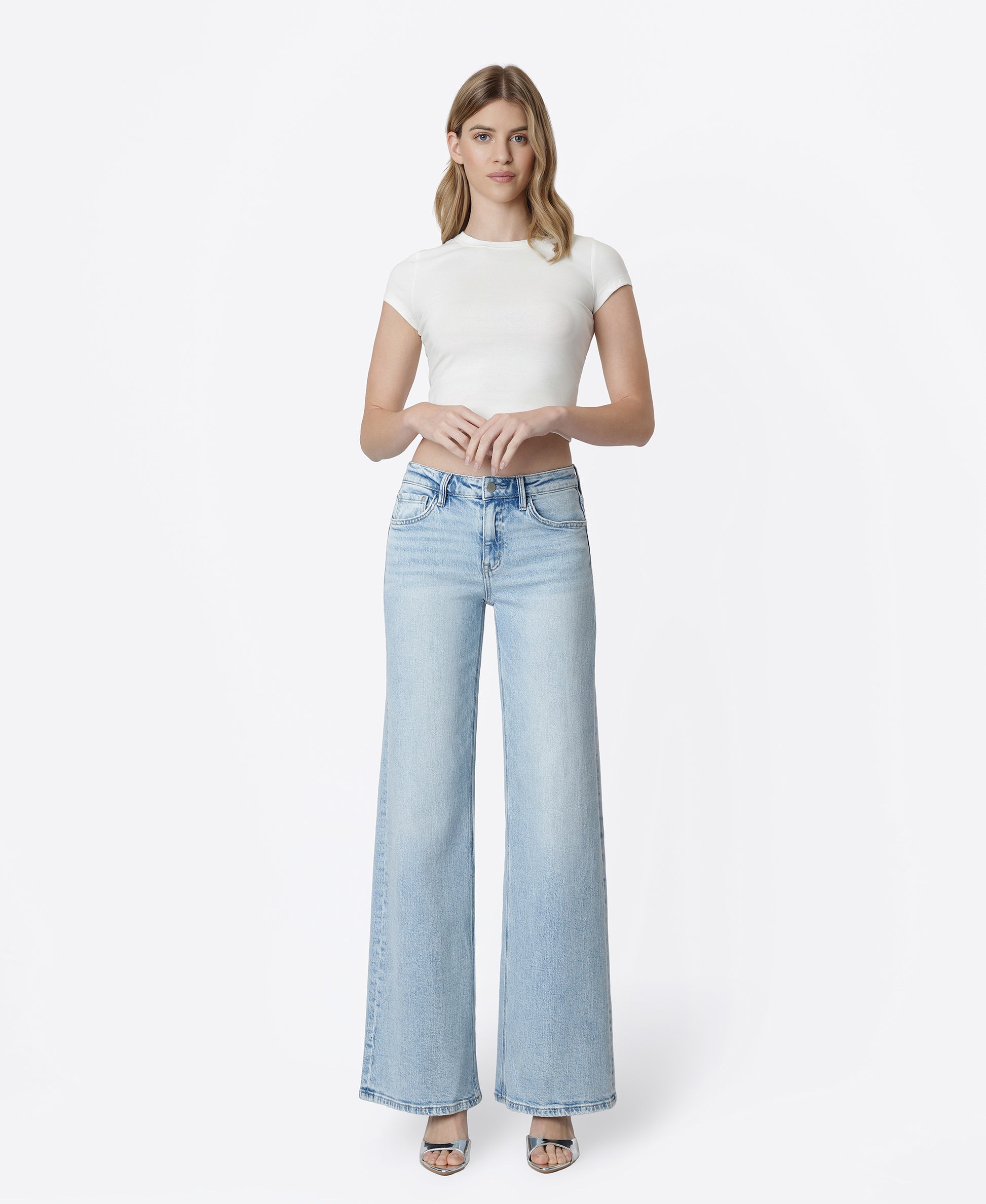 Front product images of Psychedelic - Mid Rise Full Length Wide Leg Jeans