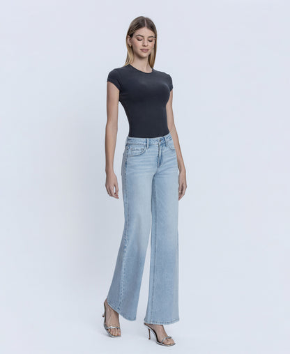Right 45 degrees product image of Psychedelic - Mid Rise Full Length Wide Leg Jeans