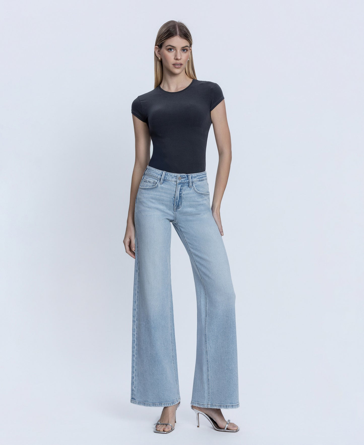 Front product images of Psychedelic - Mid Rise Full Length Wide Leg Jeans