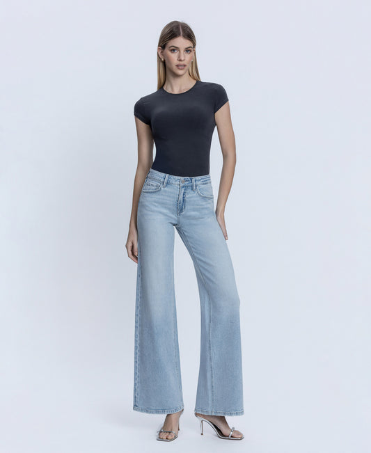 Front product images of Psychedelic - Mid Rise Full Length Wide Leg Jeans