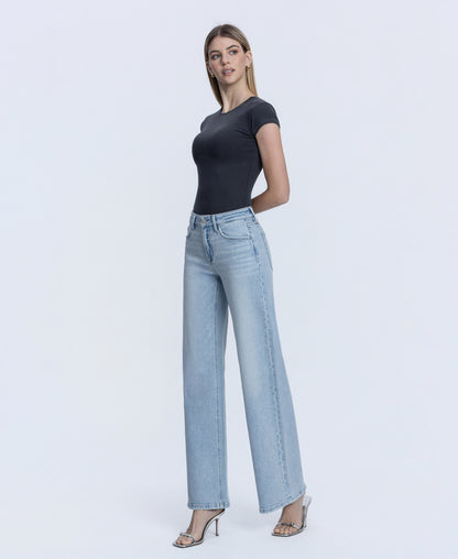 Left 45 degrees product image of Psychedelic - Mid Rise Full Length Wide Leg Jeans