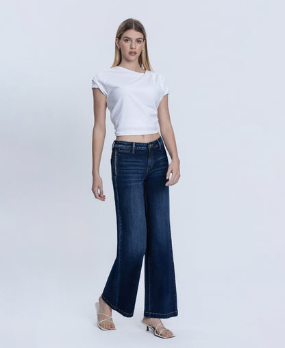 Right 45 degrees product image of Better Days - Mid Rise Trouser Hem Wide Leg Jeans