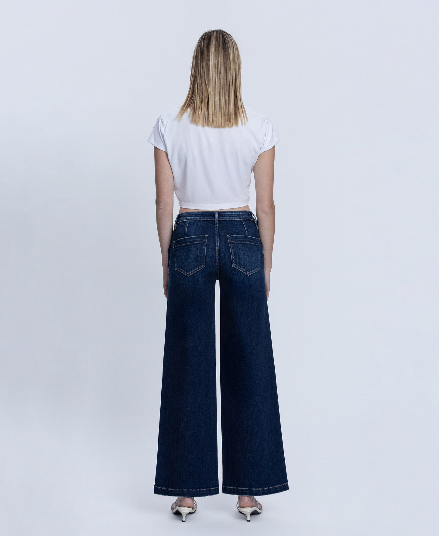 Back product images of Better Days - Mid Rise Trouser Hem Wide Leg Jeans