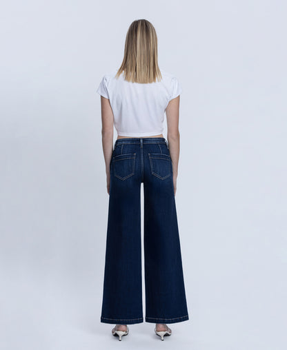 Back product images of Better Days - Mid Rise Trouser Hem Wide Leg Jeans