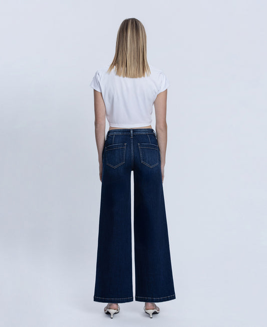 Back product images of Better Days - Mid Rise Trouser Hem Wide Leg Jeans