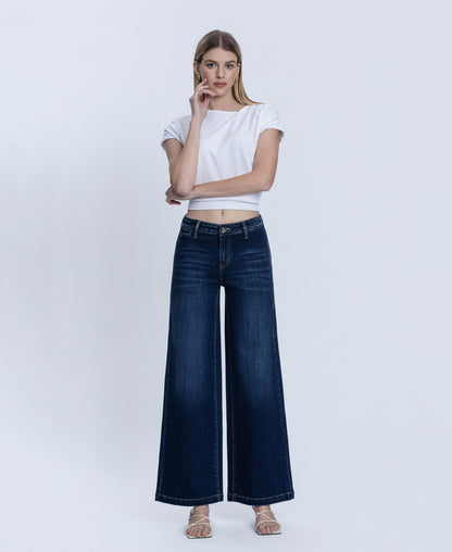 Front product images of Better Days - Mid Rise Trouser Hem Wide Leg Jeans