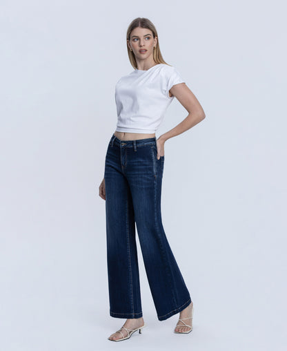 Left 45 degrees product image of Better Days - Mid Rise Trouser Hem Wide Leg Jeans