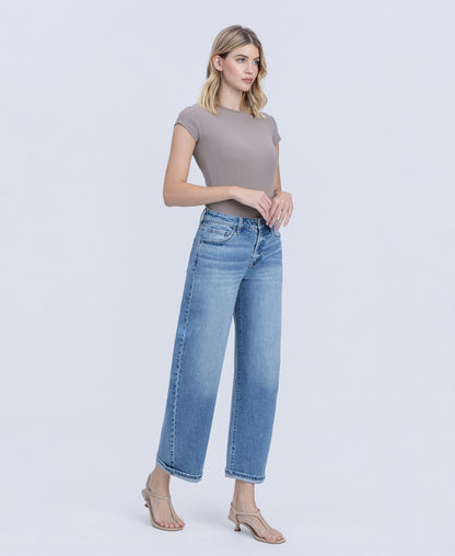 Right 45 degrees product image of Radiant - High Rise Cuffed Barrel Jeans