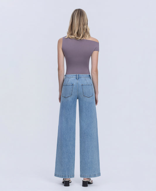 Back product images of Glimmer - High Rise Waist Facing Wide Leg Jeans