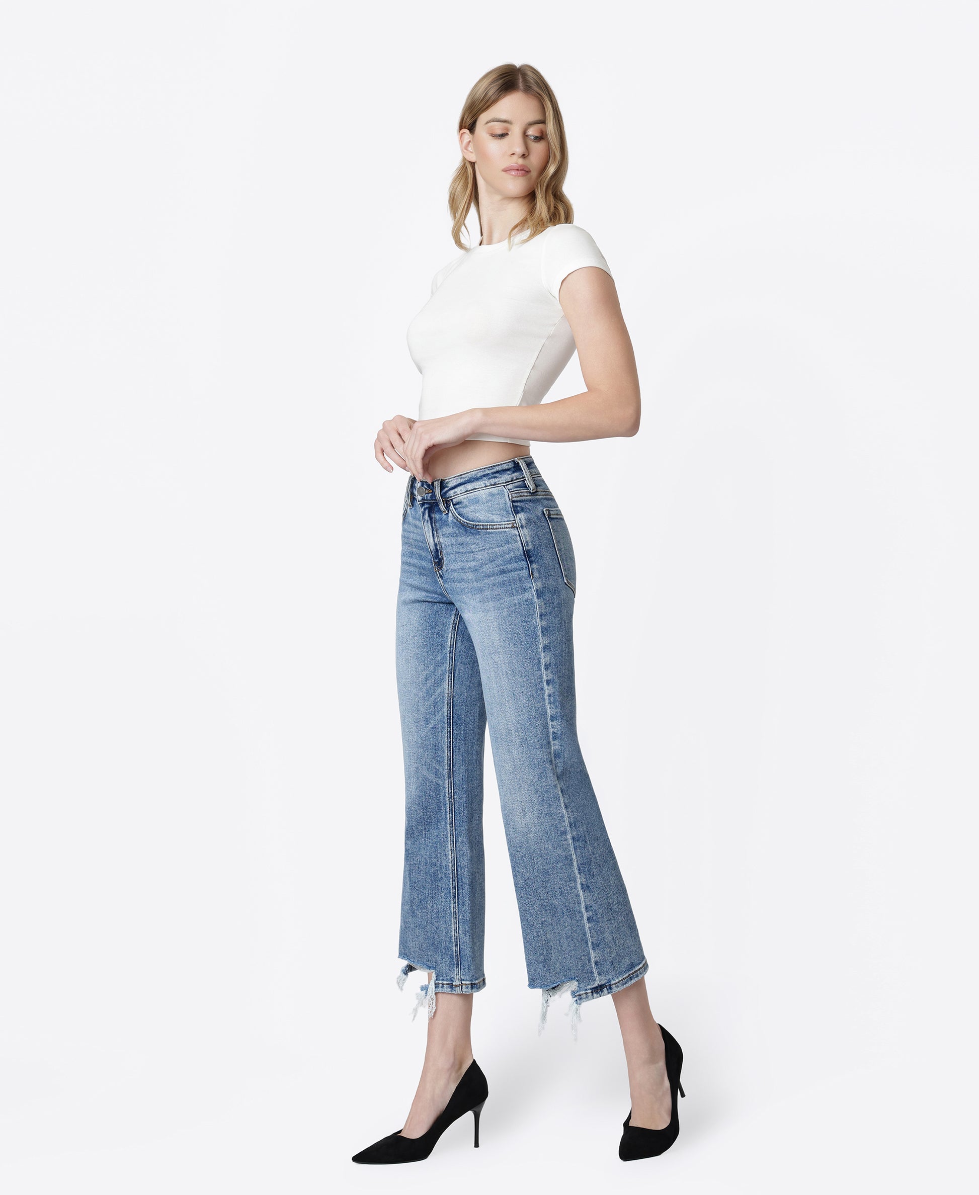 Left 45 degrees product image of  Amazing - Mid Rise Crop Vintage Flare Jeans