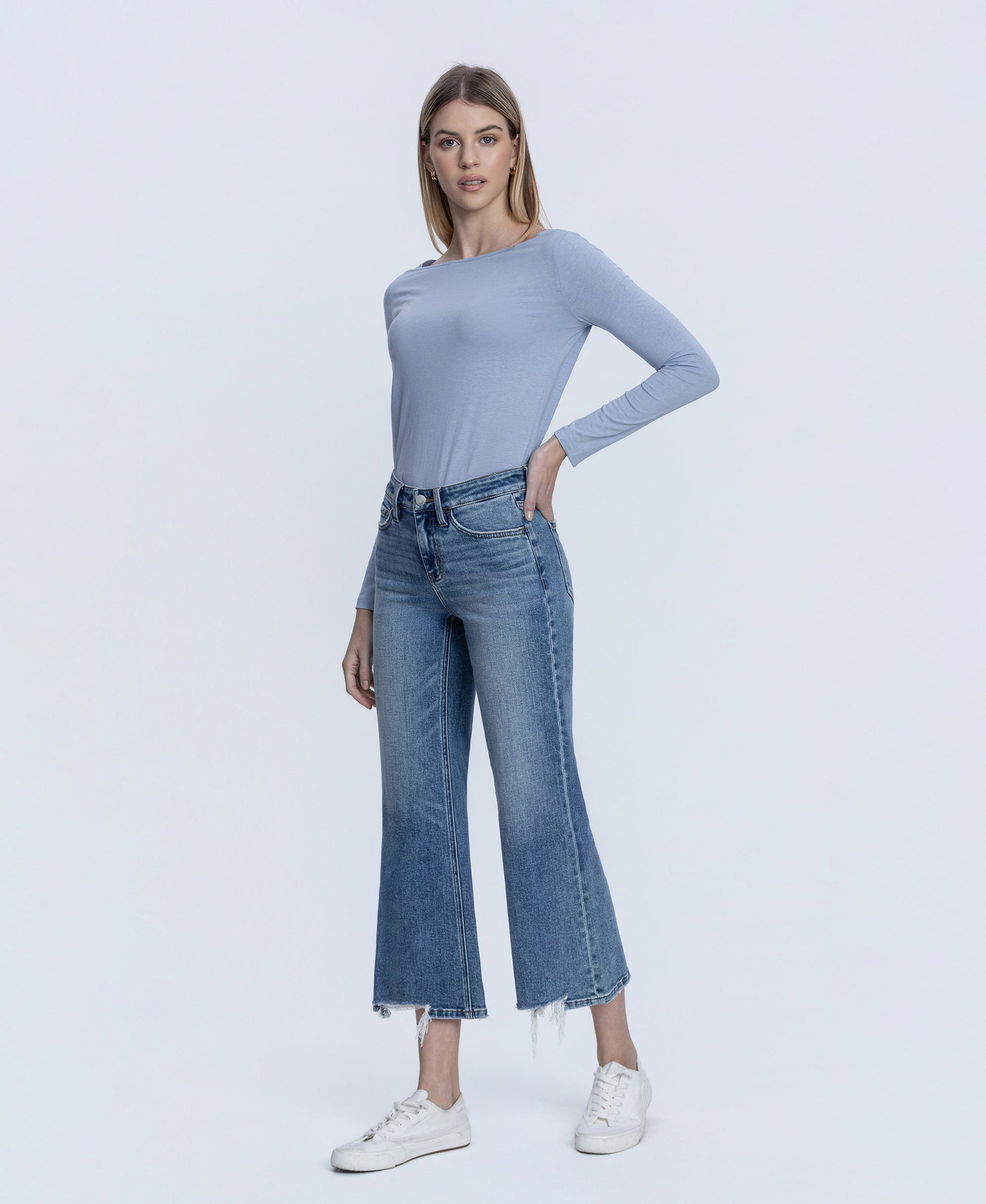 Left 45 degrees product image of Amazing - Mid Rise Crop Vintage Flare Jeans