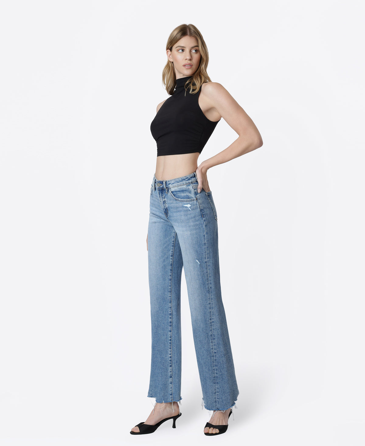 Left 45 degrees product image of Prodigious - High Rise Slant Side Seam Vintage Flare Jeans