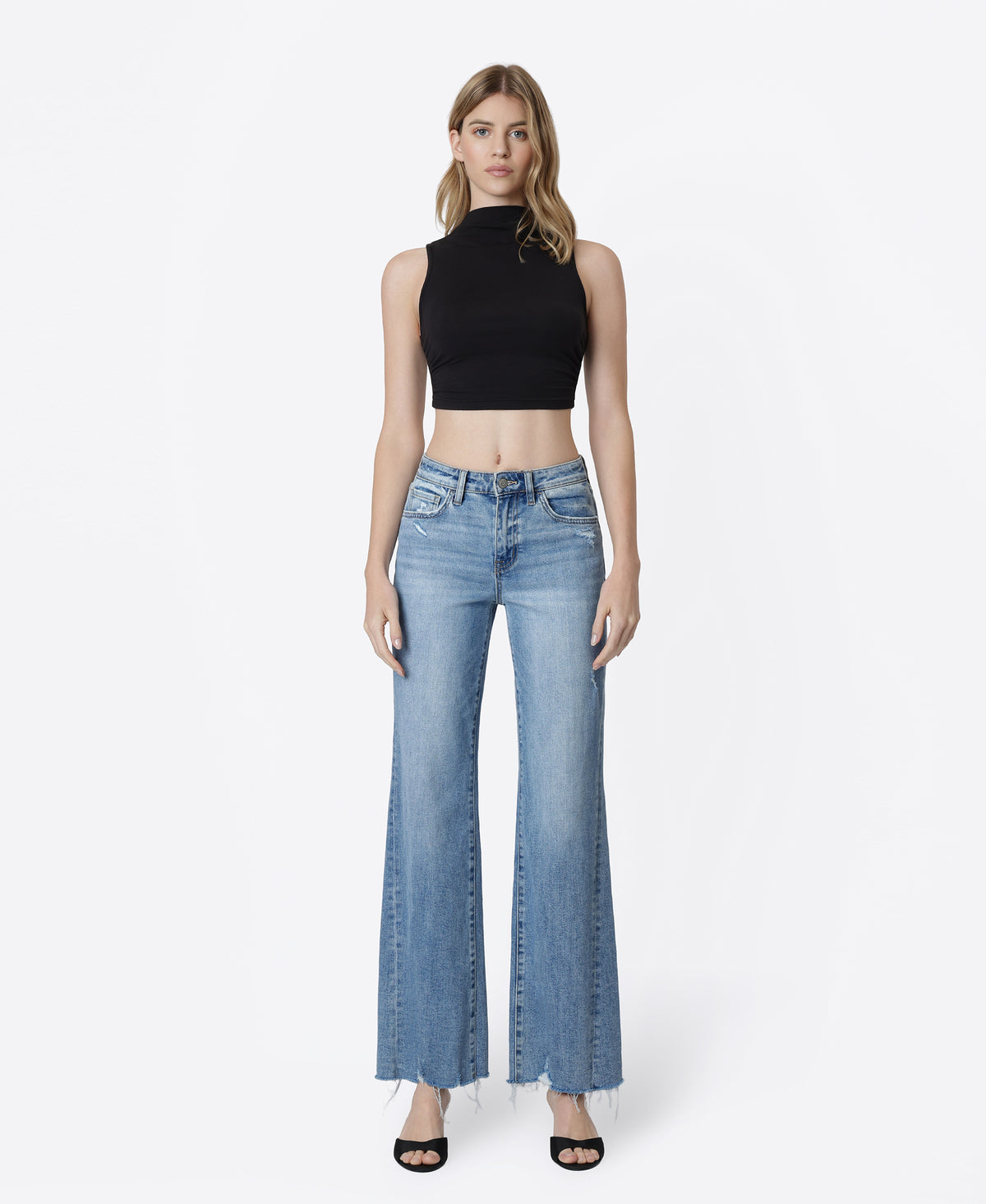 Front product images of Prodigious - High Rise Slant Side Seam Vintage Flare Jeans