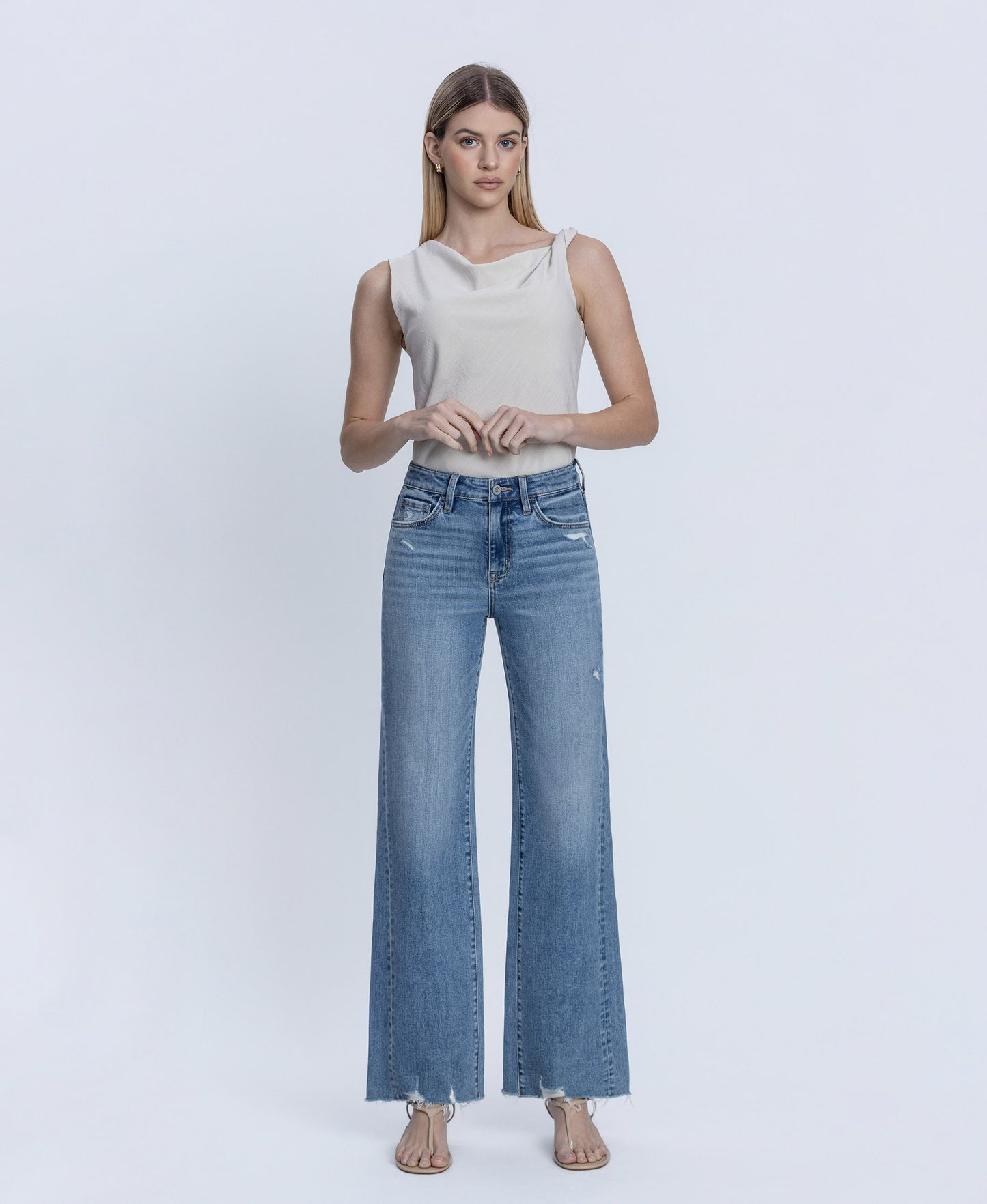 Front product images of Prodigious - High Rise Slant Side Seam Vintage Flare Jeans