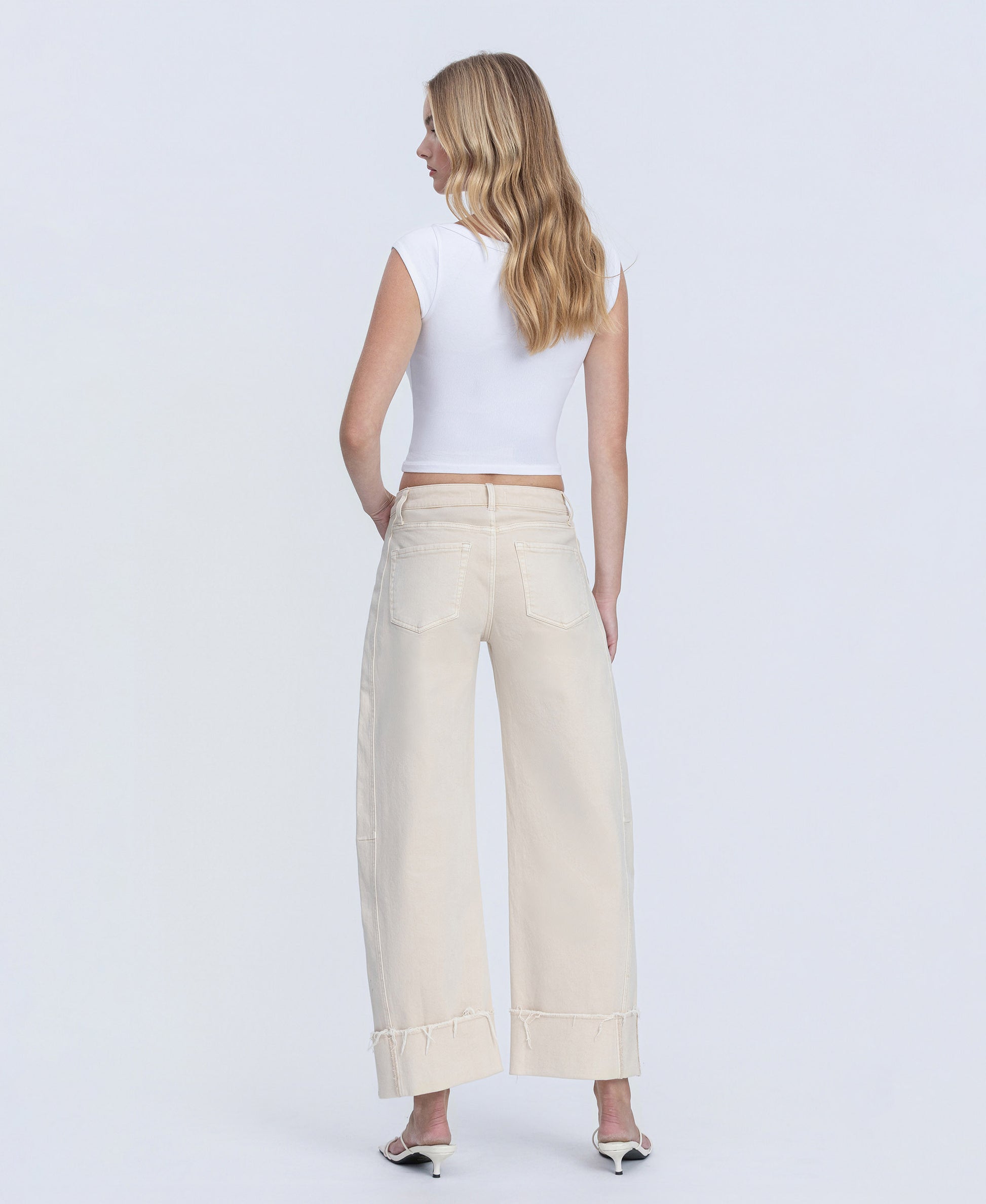 Back product images of Whitecap Gray - High Rise Side Panel Cuffed Crop Barrel Jeans