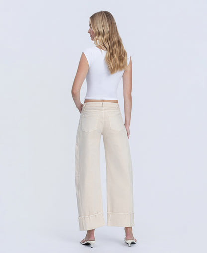 Back product images of Whitecap Gray - High Rise Side Panel Cuffed Crop Barrel Jeans