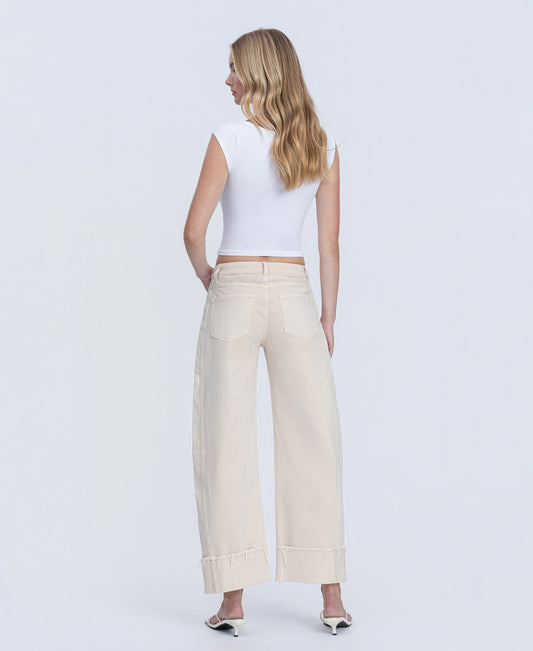 Back product images of Whitecap Gray - High Rise Side Panel Cuffed Crop Barrel Jeans