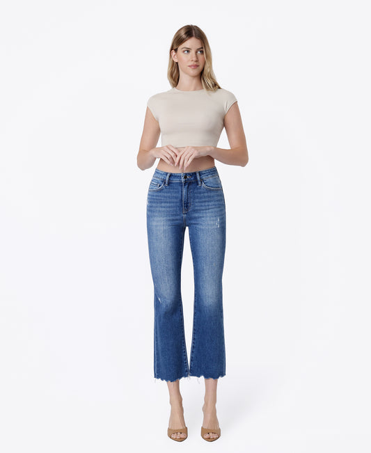Front product images of Phenomenal - High Rise Raw Distressed Hem Kick Flare Jeans
