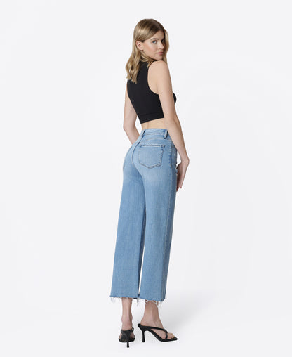 Back product images of Astounding - High Rise Raw Hem Crop Wide Leg Jeans