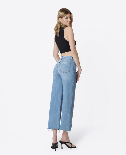 Back product images of Astounding - High Rise Raw Hem Crop Wide Leg Jeans