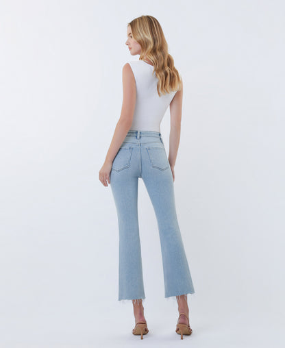 Back Astonishing - High Rise Raw Hem Kick Flare Jeans