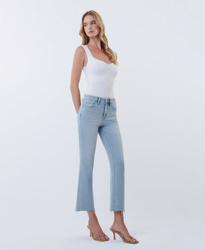 Right 45 degrees product image of Astonishing - High Rise Raw Hem Kick Flare Jeans