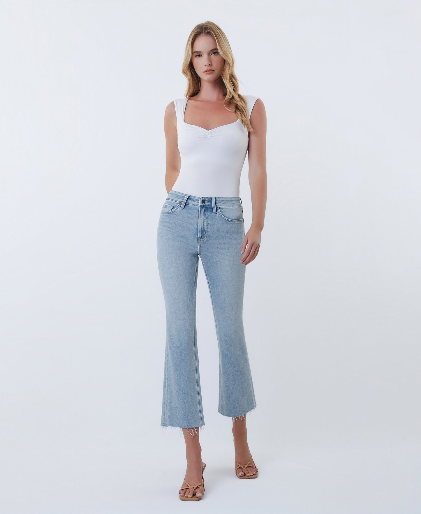 Front product images of Astonishing - High Rise Raw Hem Kick Flare Jeans