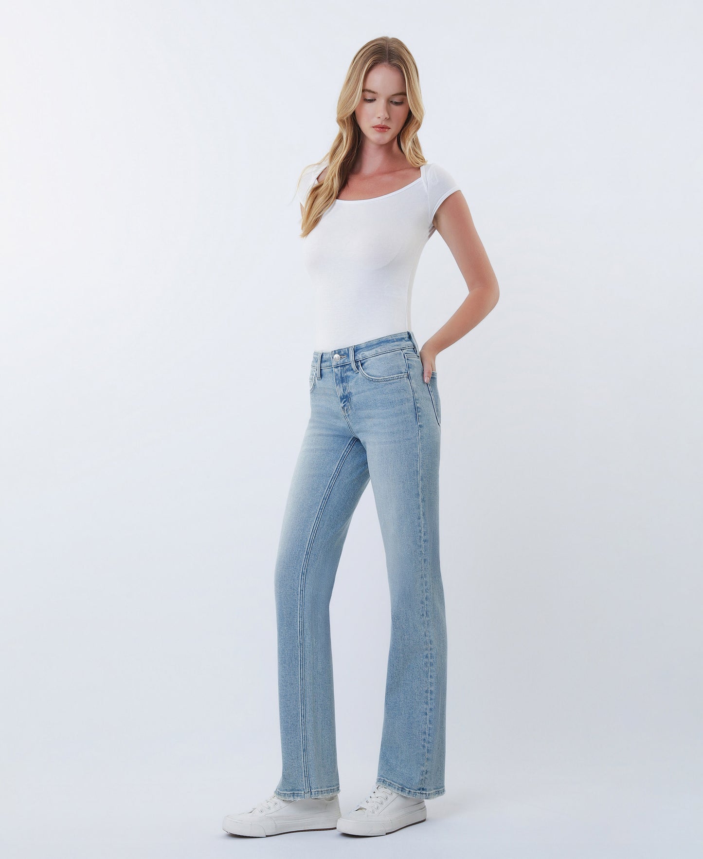 Left 45 degrees product image of Extraordinary - Low Rise Straight Jeans With Tint