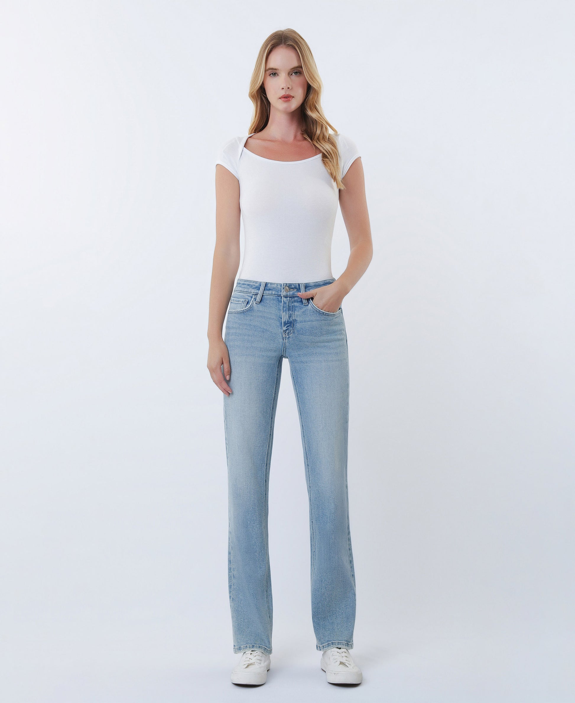 Front product images of Extraordinary - Low Rise Straight Jeans With Tint
