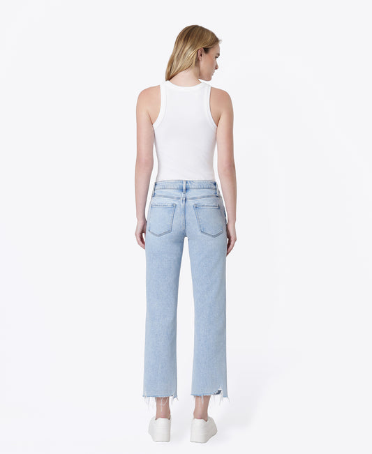 Back product images of Vivacious - Mid Rise Raw Hem Crop Straight Jeans