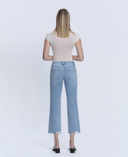 Back product images of Vivacious - Mid Rise Raw Hem Crop Straight Jeans