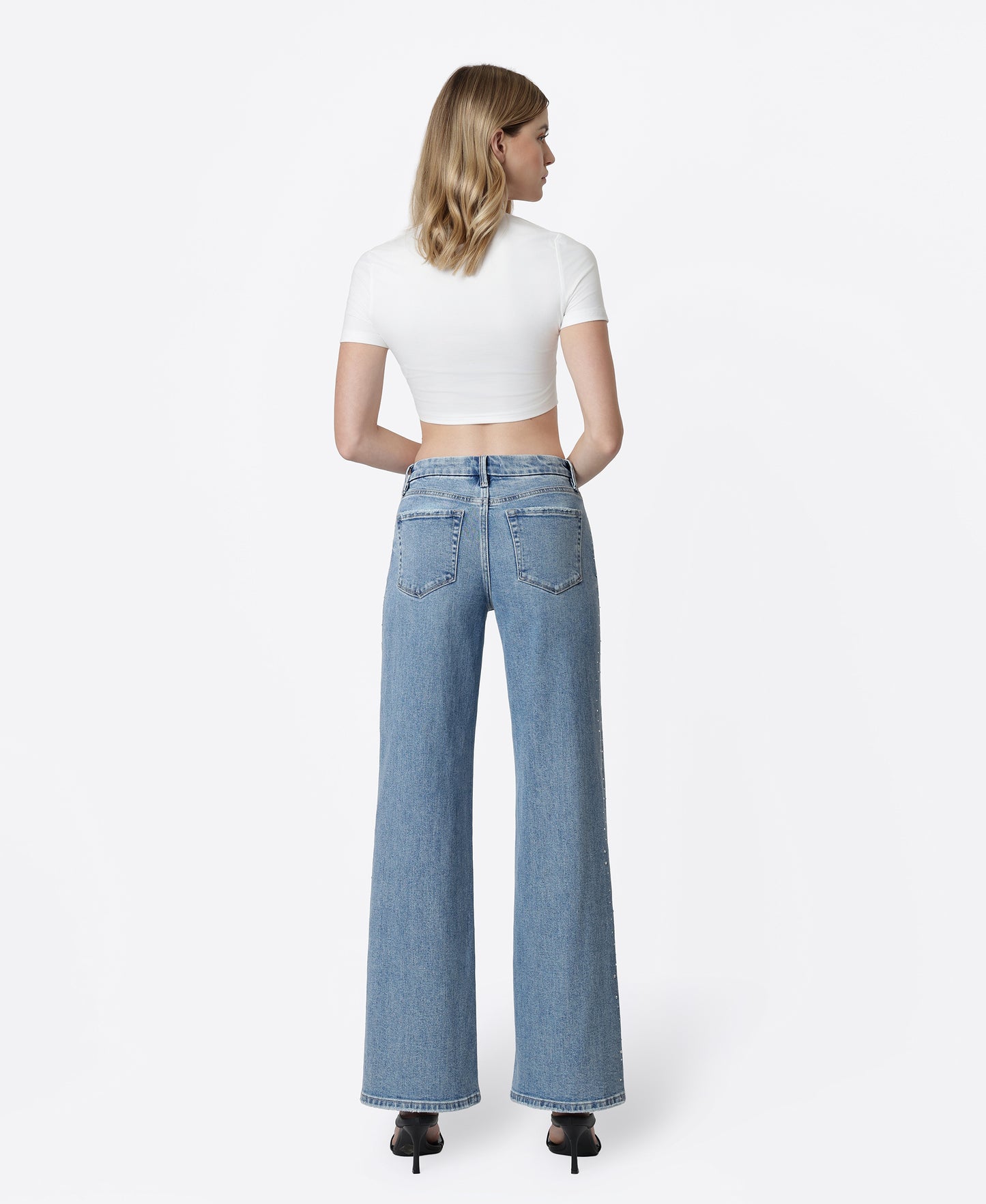 Back product images of Glow - High Rise Hotfix Stone Embellished Wide Leg Jeans