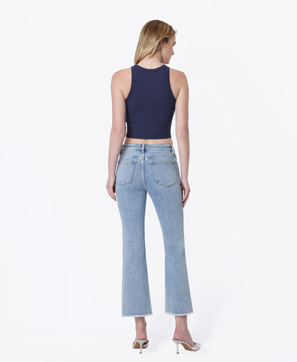Back product images of Peaceable - High Rise Raw Hem Kick Flare Jeans