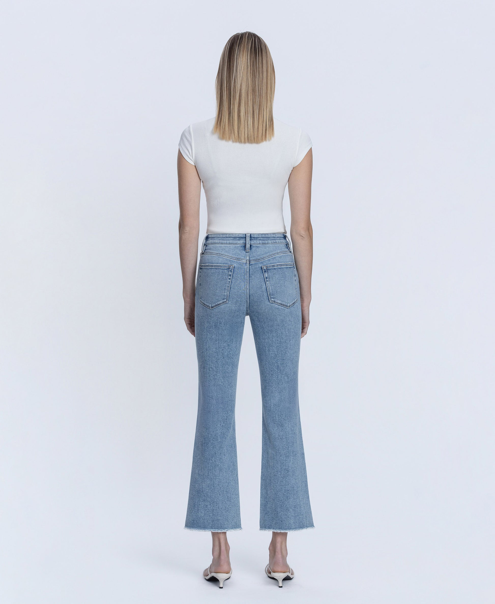 Back product images of Peaceable - High Rise Raw Hem Kick Flare Jeans