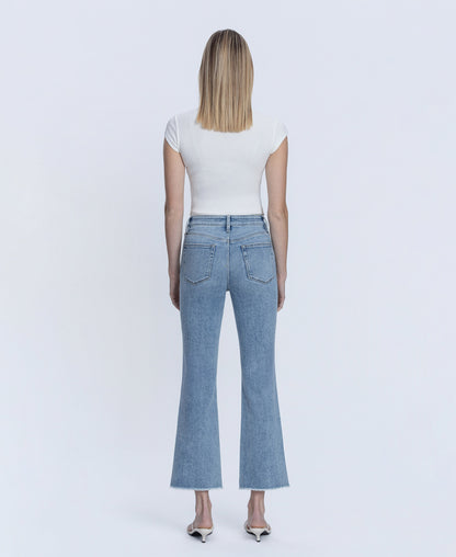 Back product images of Peaceable - High Rise Raw Hem Kick Flare Jeans