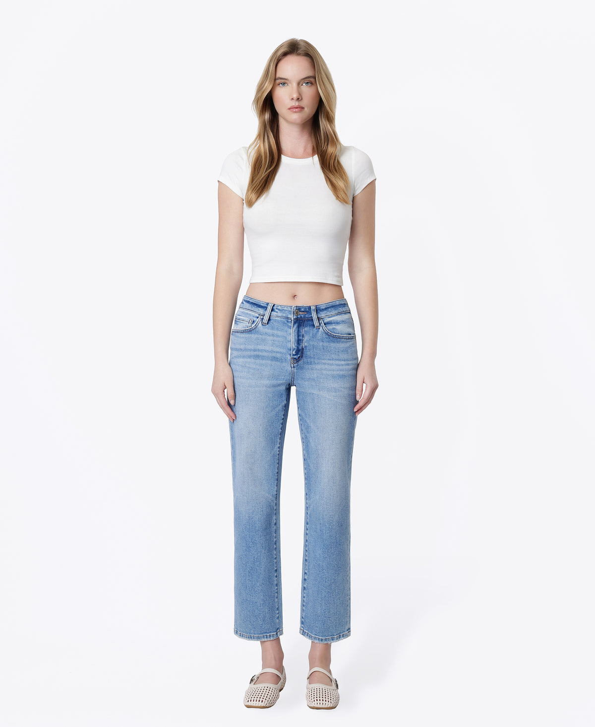 Front product images of Best Part - Mid Rise Crop Straight Jeans