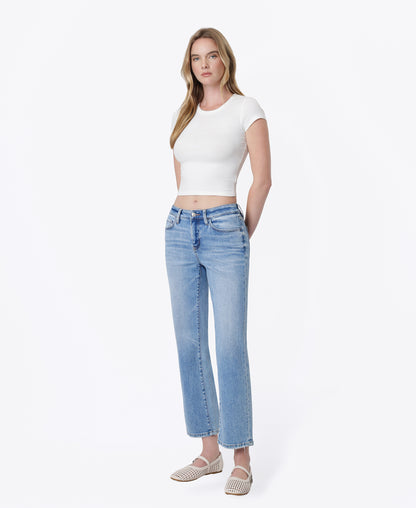 Left 45 degrees product image of Best Part - Mid Rise Crop Straight Jeans