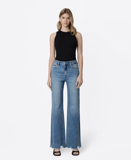 Front product images of Authentic - High Rise Raw Distressed Hem Vintage Flare Jeans