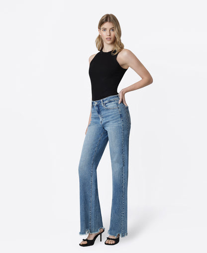 Left 45 degrees product image of Authentic - High Rise Raw Distressed Hem Vintage Flare Jeans
