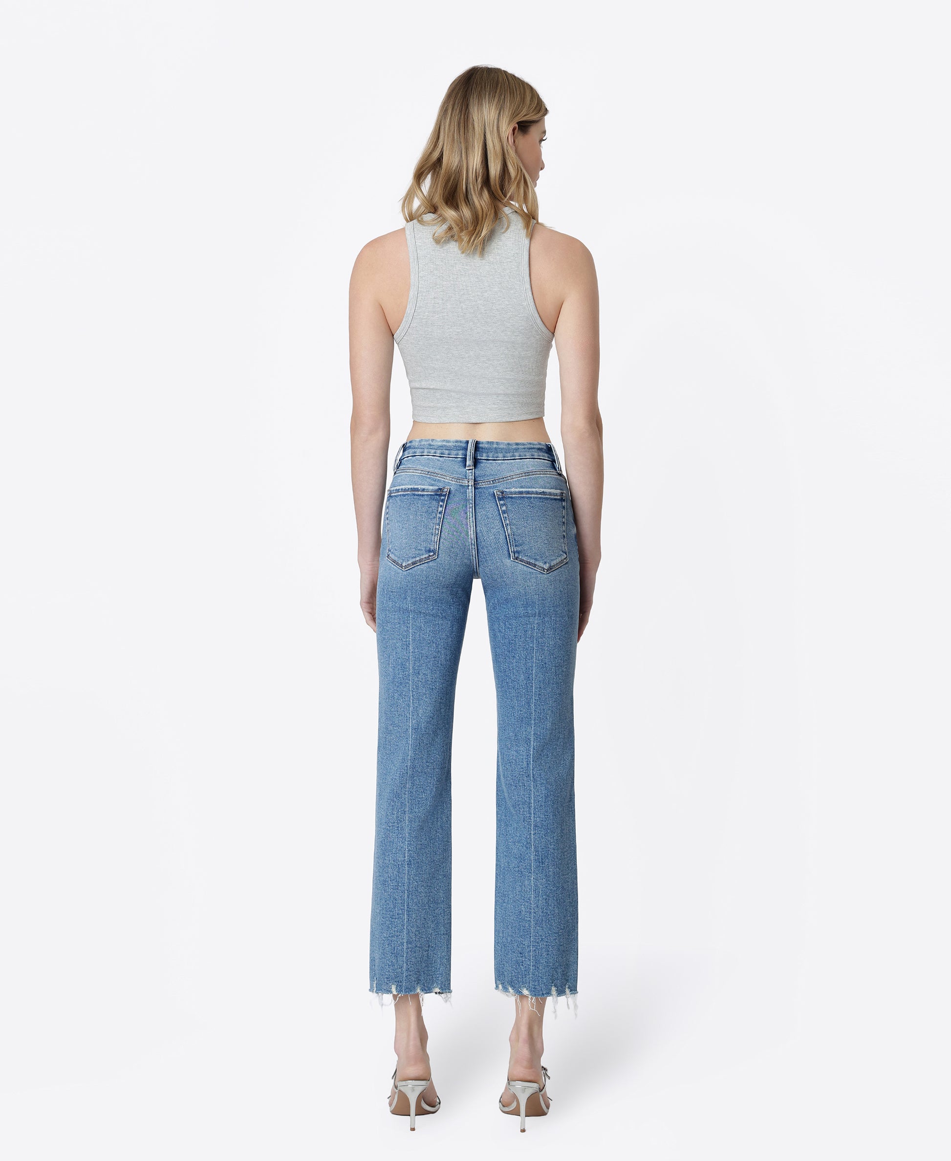 Back product images of Kindly - Mid Rise Crease Line Ankle Straight Jeans