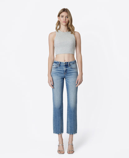 Front product images of Kindly - Mid Rise Crease Line Ankle Straight Jeans