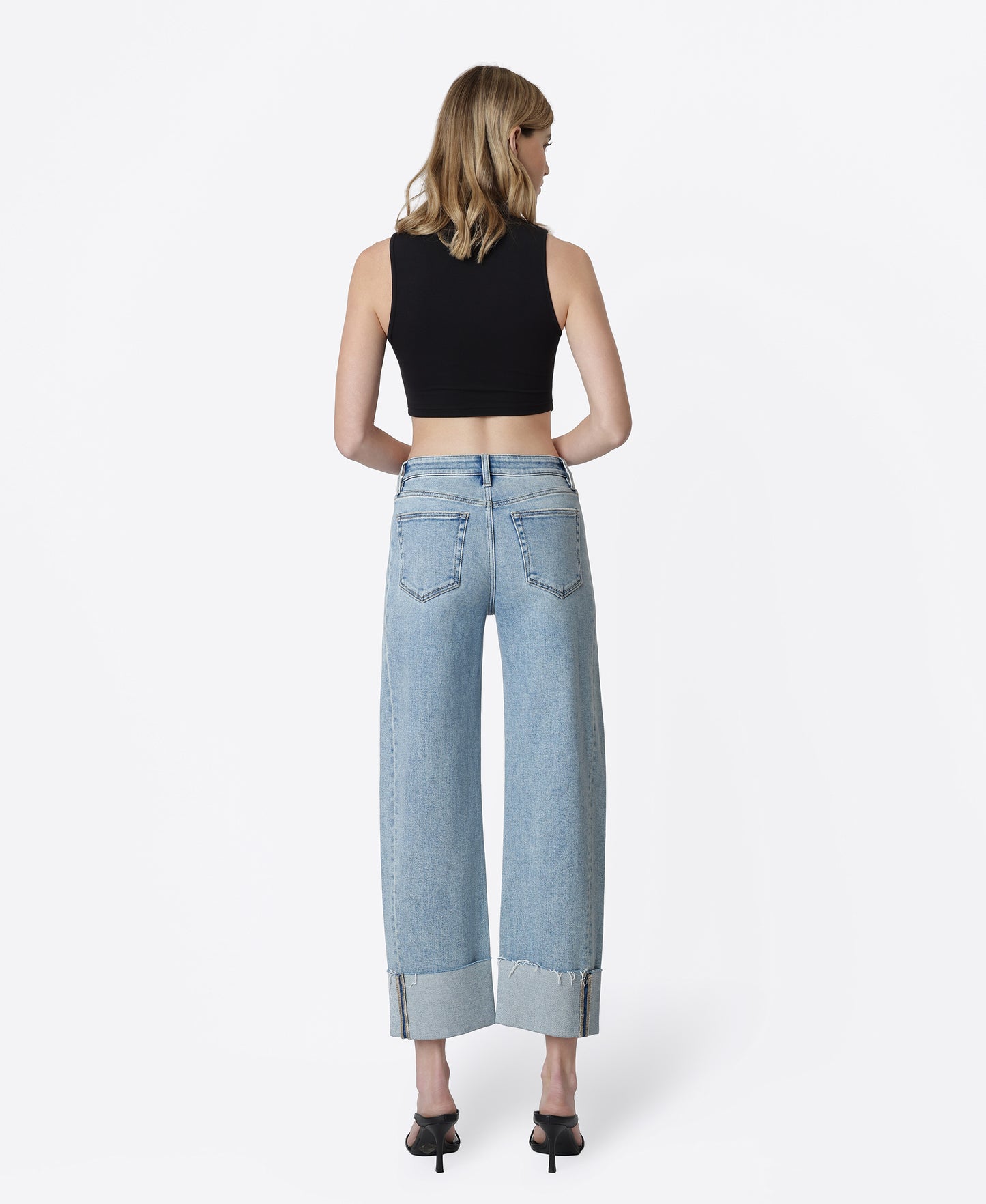 Back product images of Correctly - High Rise Side Seam Cuffed Crop Barrel Jeans