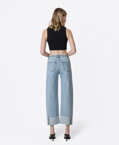 Back product images of Correctly - High Rise Side Seam Cuffed Crop Barrel Jeans