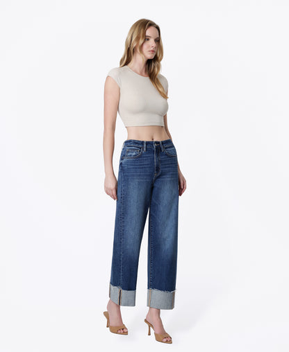 Right 45 degrees product image of Commendable - Super High Rise Side Paneled Barrel Jeans