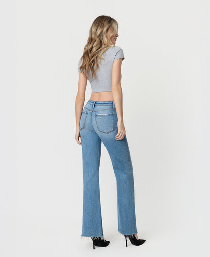 Back product images of Exultingly - High Rise Distressed Hem Vintage Flare Jeans