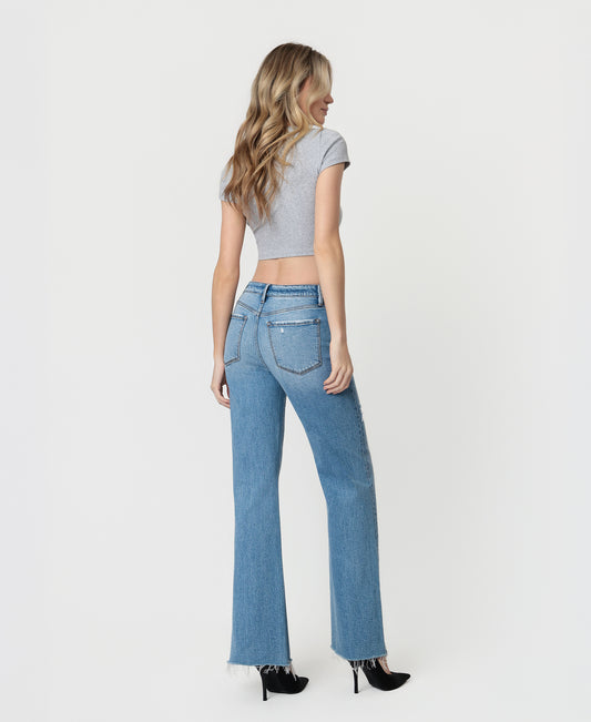 Back product images of Exultingly - High Rise Distressed Hem Vintage Flare Jeans