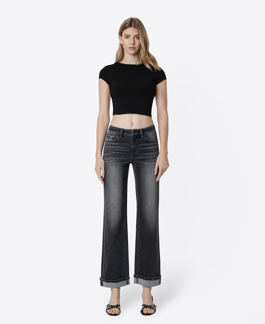 Front product images of Horizon - Mid Rise Cuffed Slim Wide Leg Jeans