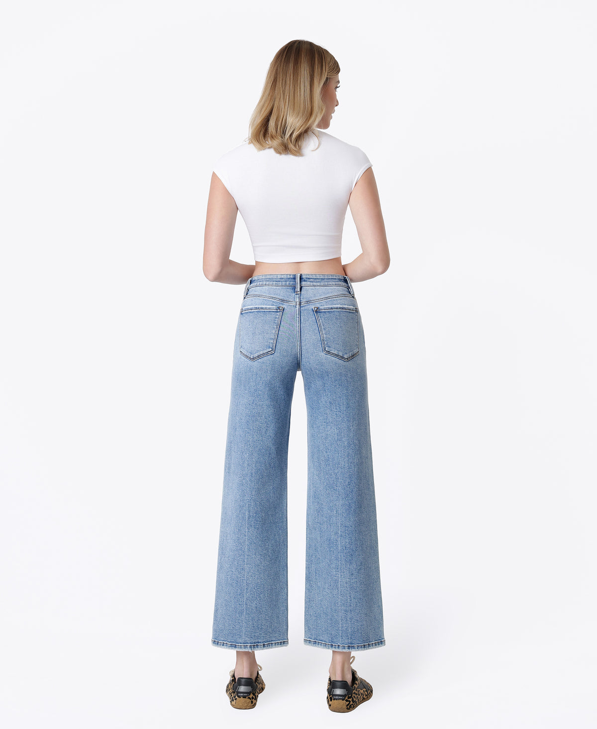 Back product images of Beautiful Pain - Mid Rise Ankle Wide Leg Jeans