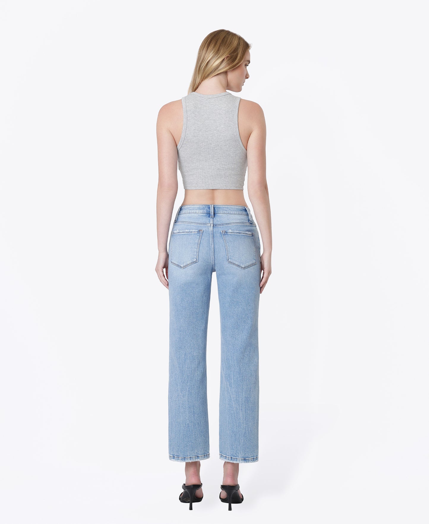 Back product images of Little Bitty - High Rise Vein Wash Ankle Slim Wide Leg Jeans